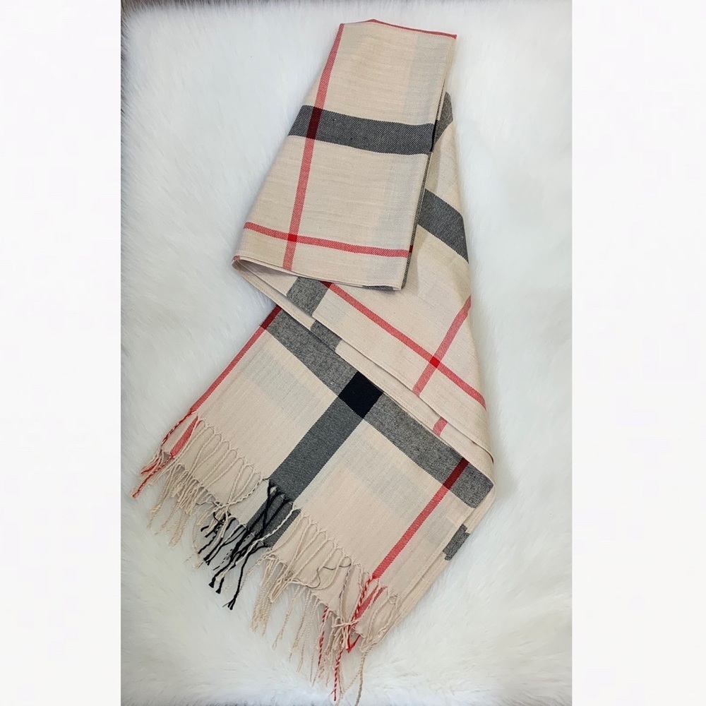 Tan Tartan Plaid Scarf Fashion Scarf One Size